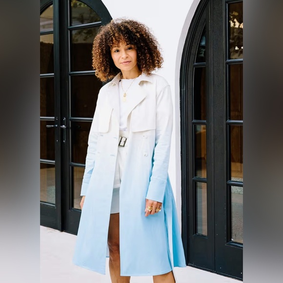 New (NWT) Amazon The Drop. Airy ombre double breast belted trench coat. Size XL - Picture 6 of 13